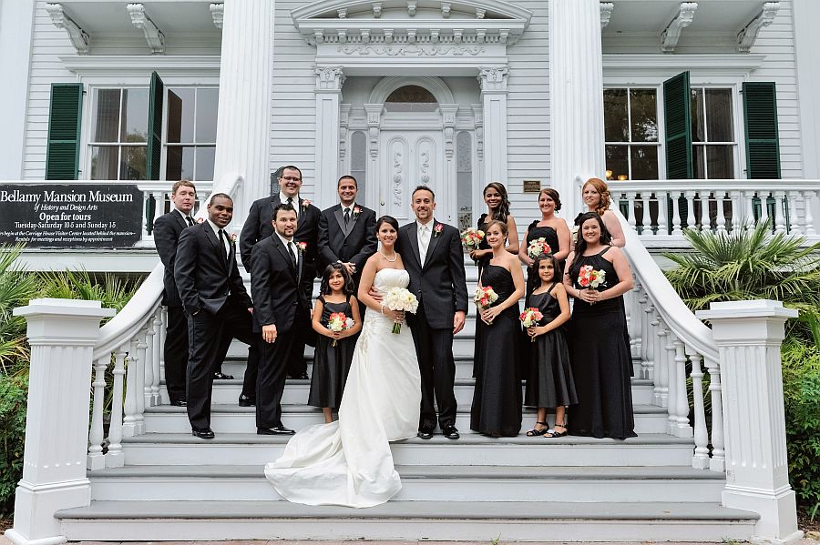 Wedding Party on the steps of the mansion 